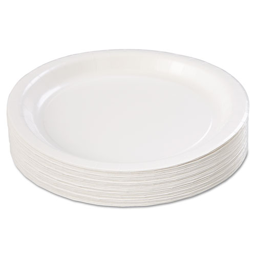 Coated Paper Dinnerware, Plate, 9", White, 50/pack, 10 Packs/carton