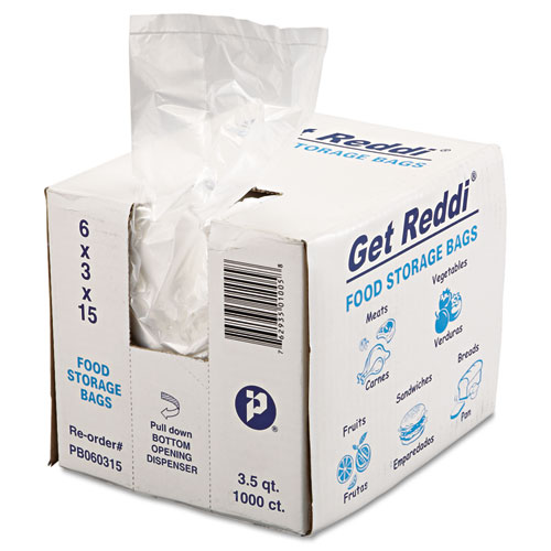 Image of Food Bags, 3.5 qt, 0.68 mil, 6" x 15", Clear, 1,000/Carton