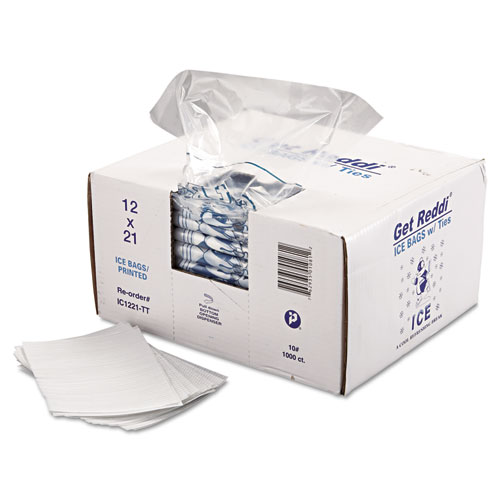 Image of Ice Bags, 1.5 mil, 12" x 21", Clear, 1,000/Carton