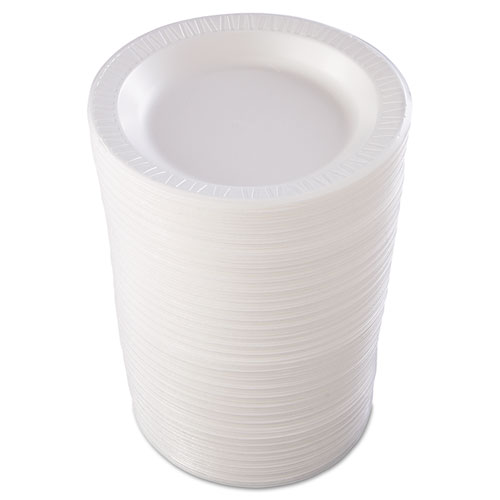 Image of Dart® Quiet Classic Laminated Foam Dinnerware, Plate, 10.25" Dia, White, 125/Pack, 4 Packs/Carton