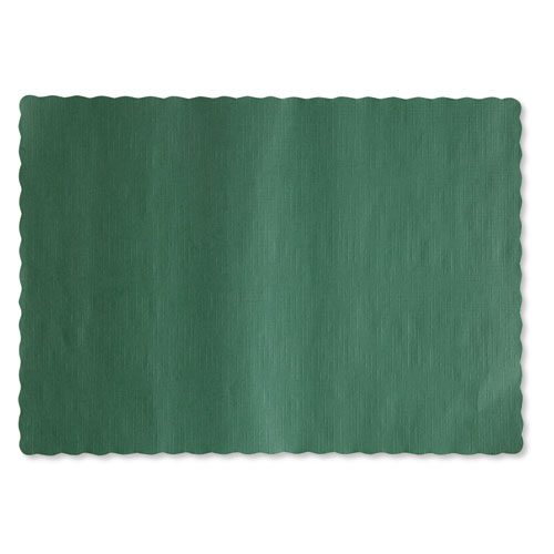 Image of Hoffmaster® Solid Color Scalloped Edge Placemats, 9.5 X 13.5, Hunter Green, 1,000/Carton