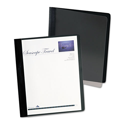 Extra-Wide Clear Front Report Covers, Letter Size, Black, 25/box