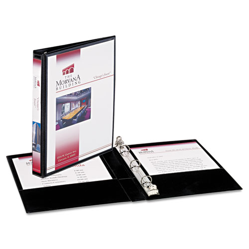 Image of Mini Size Durable View Binder with Round Rings, 3 Rings, 0.5" Capacity, 8.5 x 5.5, Black