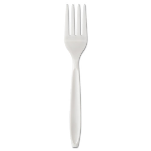 INDIVIDUALLY WRAPPED RELIANCE MEDIUM HEAVY WEIGHT CUTLERY, FORK, WHITE, 1,000/CARTON