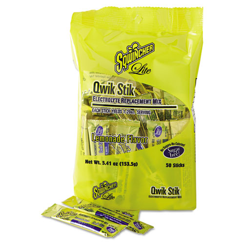 Sugar-Free Qwik Stik Energy Drink Mix, Lemonade, 1.26 oz Packet, 50/Pack