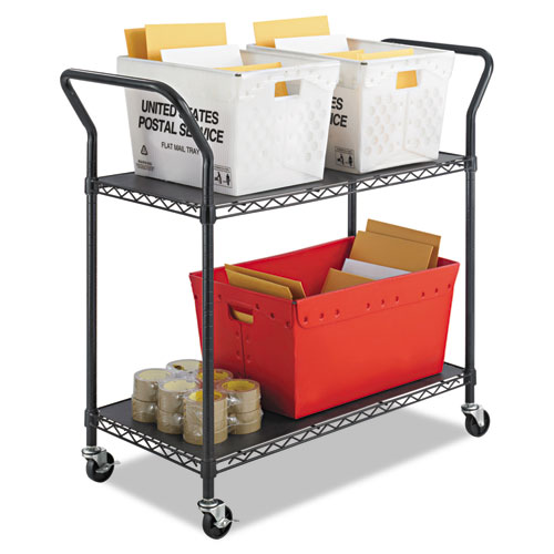 Image of Safco® Wire Utility Cart, Metal, 2 Shelves, 400 Lb Capacity, 43.75" X 19.25" X 40.5", Black