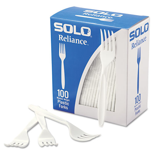 Reliance Mediumweight Cutlery, Fork, White, 100/Box, 1000/Carton