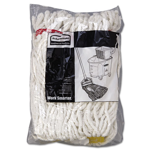 Image of Web Foot Wet Mop Head, Shrinkless, White, Small, Cotton/Synthetic, 6/Carton