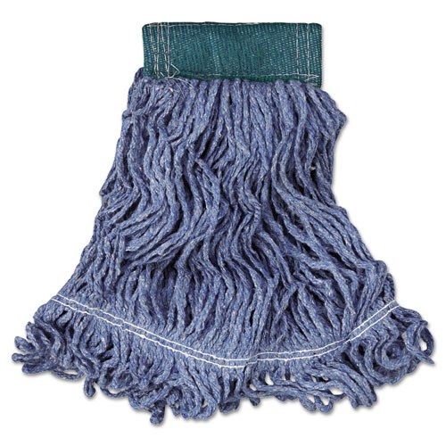Image of Rubbermaid® Commercial Super Stitch Blend Mop Head, Medium, Cotton/Synthetic, Blue, 6/Carton