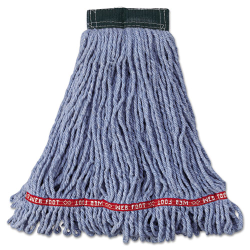Image of Rubbermaid® Commercial Web Foot Wet Mop Head, Shrinkless, Cotton/Synthetic, Blue, Medium, 6/Carton
