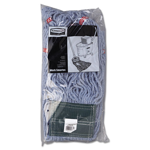 Image of Web Foot Wet Mop Head, Shrinkless, Cotton/Synthetic, Blue, Medium, 6/Carton