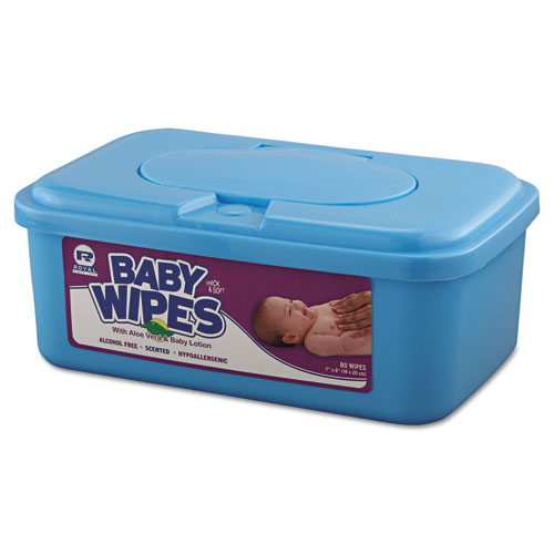 Image of Baby Wipes Tub, White, 80/Tub, 12/Carton
