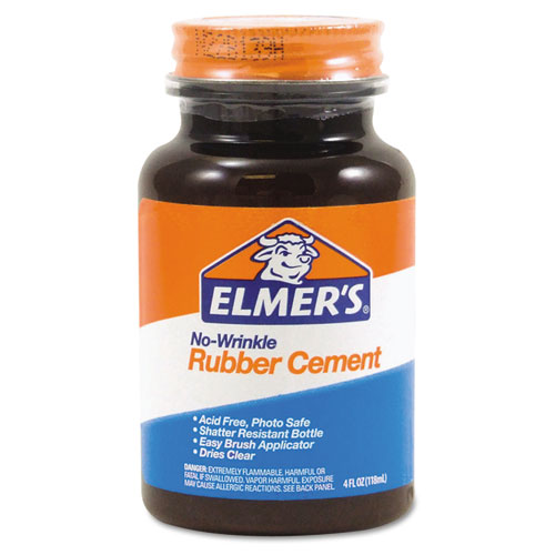 Image of Rubber Cement with Brush Applicator, 4 oz, Dries Clear