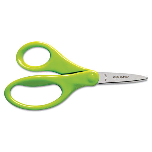 KIDS/STUDENT SCISSORS, POINTED TIP, 5" LONG, 1.75" CUT LENGTH, ASSORTED STRAIGHT HANDLES