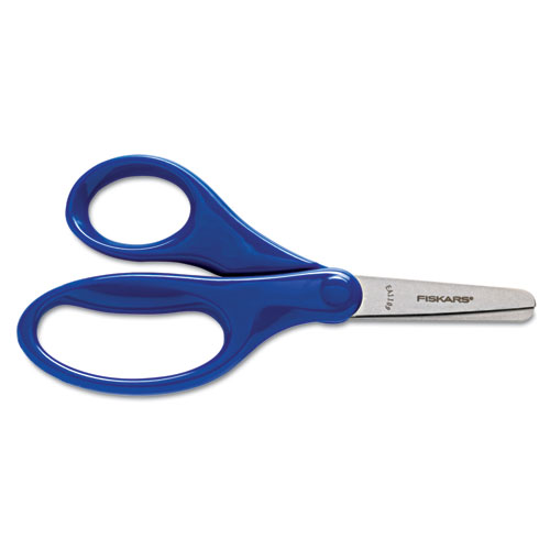 Image of Fiskars® Kids/Student Scissors, Rounded Tip, 5" Long, 1.75" Cut Length, Assorted Straight Handles