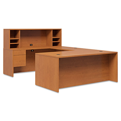 Image of Hon® 10500 Series "L" Workstation Right Pedestal Desk With 3/4 Height Pedestal, 72" X 36" X 29.5", Harvest