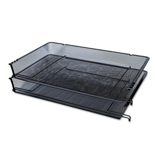 Image of Deluxe Mesh Stacking Side Load Tray, 1 Section, Legal Size Files, 17" x 10.88" x 2.5", Black