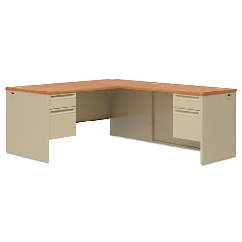 Image of 38000 Series Left Pedestal Desk, 66" x 30" x 29.5", Harvest/Putty