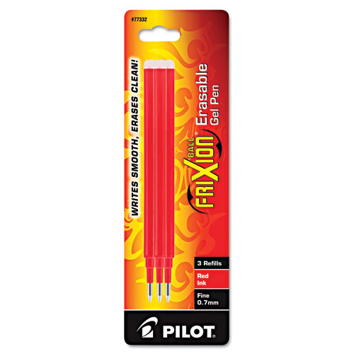Refill for Pilot FriXion Erasable, FriXion Ball, FriXion Clicker and FriXion LX Gel Ink Pens, Fine Tip, Red Ink, 3/Pack