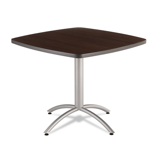 Iceberg Cafeworks Table, Cafe-Height, Square Top, 36W X 36D X 30H, Walnut/Silver