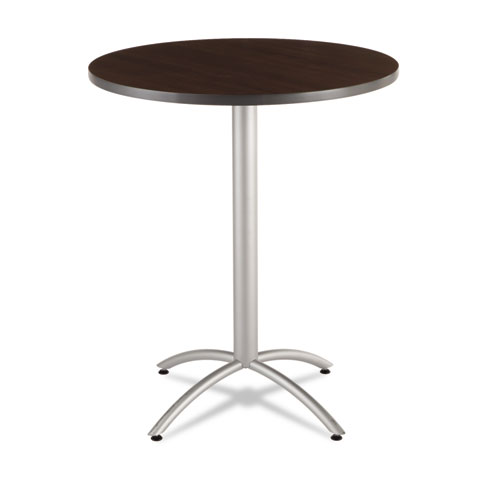 Iceberg Cafeworks Table, Bistro-Height, Round Top, 36" Diameter X 42H, Walnut/Silver