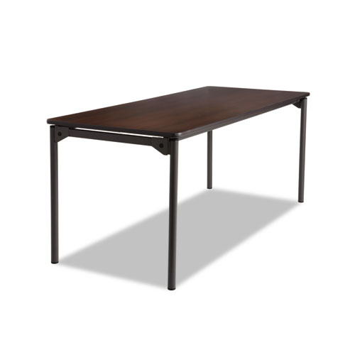 Iceberg Maxx Legroom Wood Folding Table, Rectangular Top, 72W X 30D X 29.5H, Walnut/Charcoal