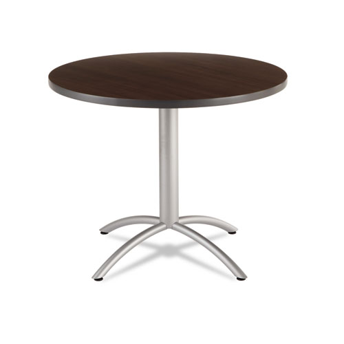Iceberg Cafeworks Table, Cafe-Height, Round Top, 36" Diameter X 30H, Walnut/Silver