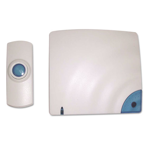 Image of Wireless Doorbell, Battery Operated, 1.38 x 0.75 x 3.5, Bone