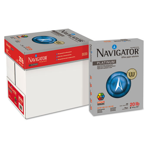Navigator® Platinum Paper, 99 Bright, 20 Lb Bond Weight, 8.5 X 11, White, 500 Sheets/Ream, 10 Reams/Carton