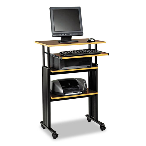 Image of Safco® Muv Stand-Up Adjustable-Height Desk, 29.5" X 22" X 35" To 49", Cherry/Black