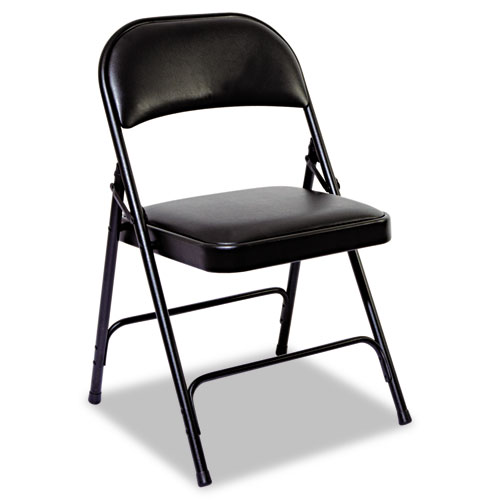 Alera® Steel Folding Chair with Two-Brace Support, Padded Back/Seat, Graphite, 4/Carton