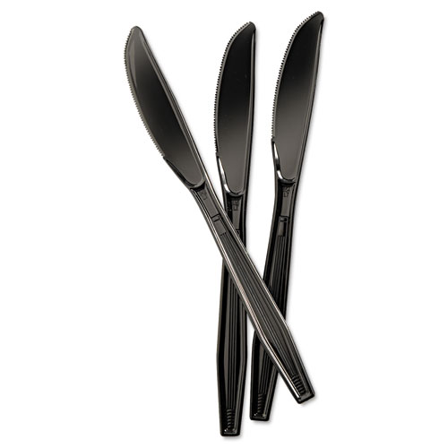 Image of Boardwalk® Heavyweight Polystyrene Cutlery, Knife, Black, 1000/Carton