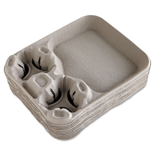 Image of StrongHolder Molded Fiber Cup/Food Trays, 8 oz to 44 oz, 2 Cups, Beige, 100/Carton