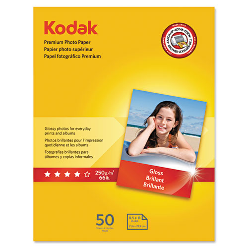 Premium Photo Paper, 8.5 mil, 8.5 x 11, Glossy White, 50/Pack | by Plexsupply