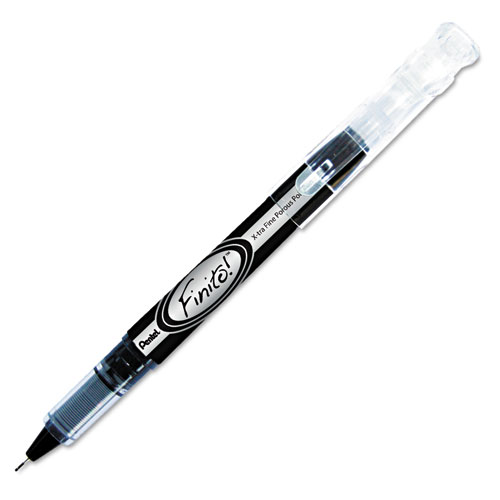 Pentel® Finito! Porous Point Pen, .4mm, Black/Silver Barrel, Black Ink