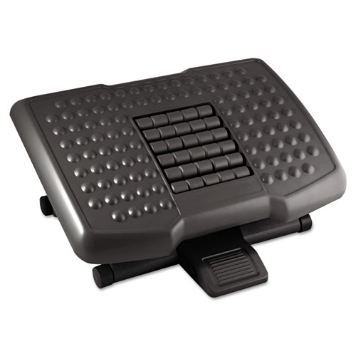 Kantek Premium Adjustable Footrest With Rollers, Plastic, 18W X 13D X 4 To 6.5H, Black