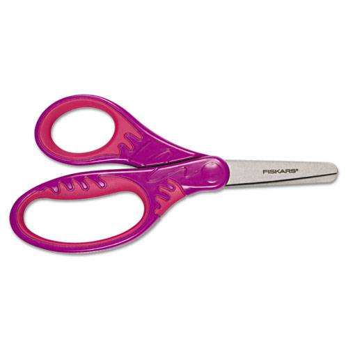 Fiskars® Kids/Student Softgrip Scissors, Rounded Tip, 5 Long, 1.75 Cut Length, Randomly Assorted Straight Handles