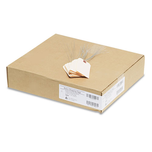 Image of Double Wired Shipping Tags, 11.5 pt Stock, 4.25 x 2.13, Manila, 1,000/Box