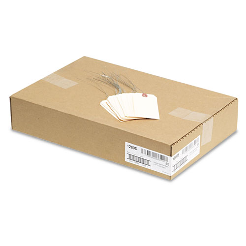 Image of Double Wired Shipping Tags, 11.5 pt Stock, 4.75 x 2.38, Manila, 1,000/Box