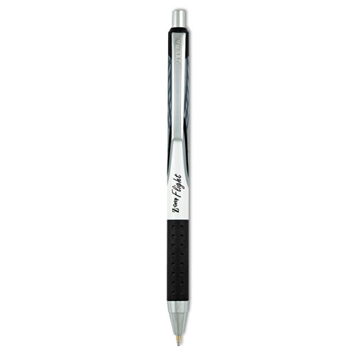 Z-Grip Flight Ballpoint Pen, Retractable, Bold 1.2 mm, Black Ink, White Barrel, 12/Pack