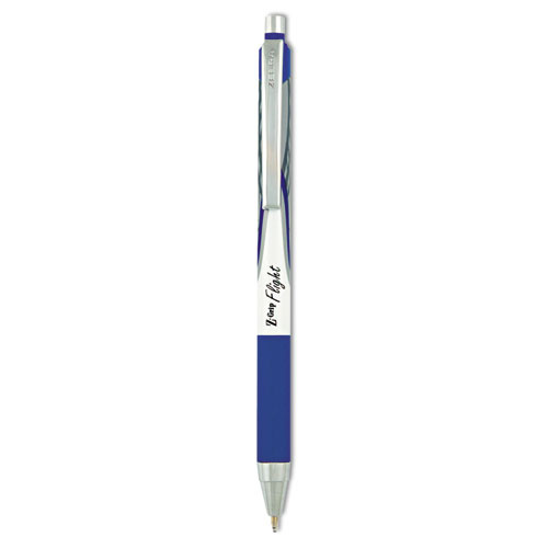 Z-Grip Flight Ballpoint Pen, Retractable, Bold 1.2 mm, Blue Ink, White Barrel, 12/Pack