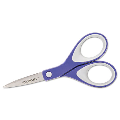 Westcott® KleenEarth Soft Handle Scissors, 8" Long, 3.25" Cut Length, Blue/Gray Straight Handle