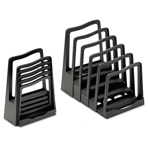 Adjustable File Rack, 5 Sections, Letter Size Files, 8" x 11.5" x 10.5", Black | by Plexsupply