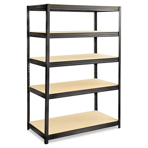 Image of Safco® Boltless Steel/Particleboard Shelving, Five-Shelf, 48W X 24D X 72H, Black