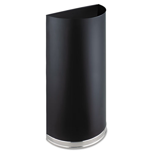 Safco® Half-Round Receptacle, Half-Round, Steel, 12.5 gal, Black