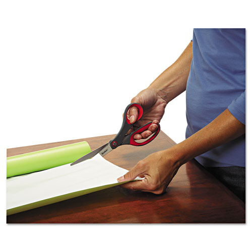Image of Scotch® Precision Scissors, 8" Long, 3.13" Cut Length, Gray/Red Straight Handle