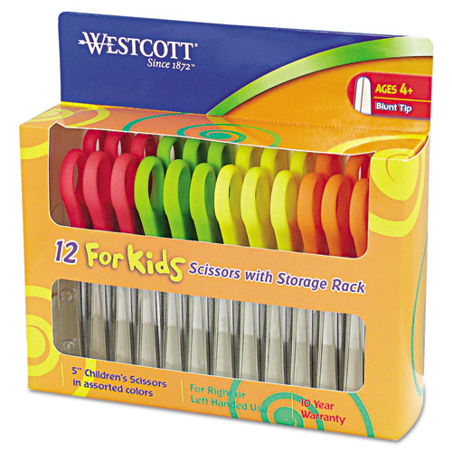 Westcott® Kids Scissors, 5" Blunt, Assorted, 12/Pack