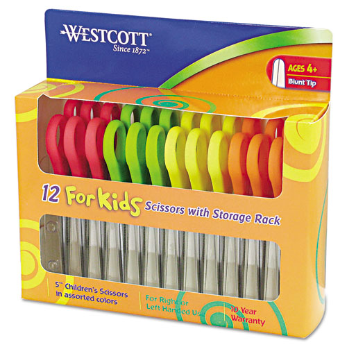 Westcott Soft Handle Kids Scissors, 5 Long, 1 3/4 Cut, Blunt Tip 12 PACK