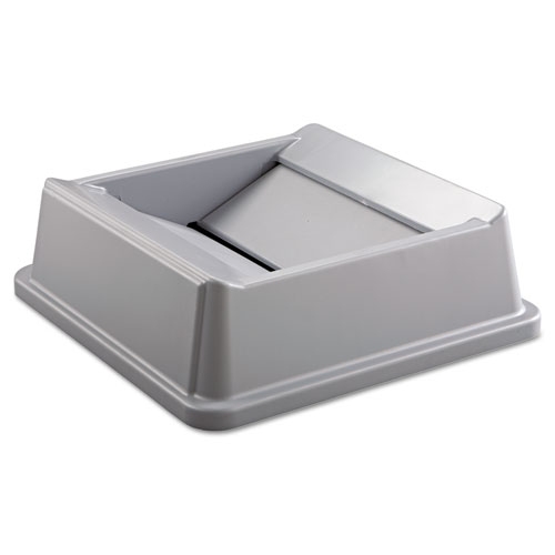 Image of Rubbermaid® Commercial Untouchable Square Swing Top Lid, Plastic, 20.13W X 20.13D X 6.25H, Gray