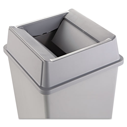 Image of Rubbermaid® Commercial Untouchable Square Swing Top Lid, Plastic, 20.13W X 20.13D X 6.25H, Gray